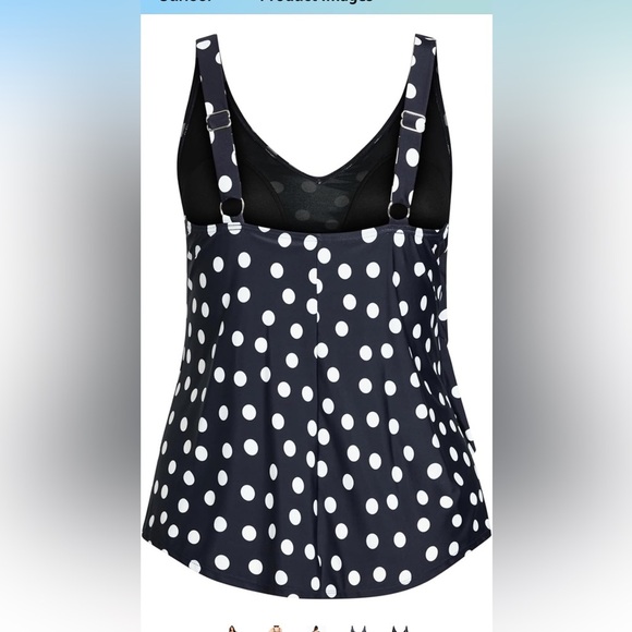 EVANS | Nautical dot V-neck tankini top Navy white | Sz Plus 20 NWT - Picture 8 of 8